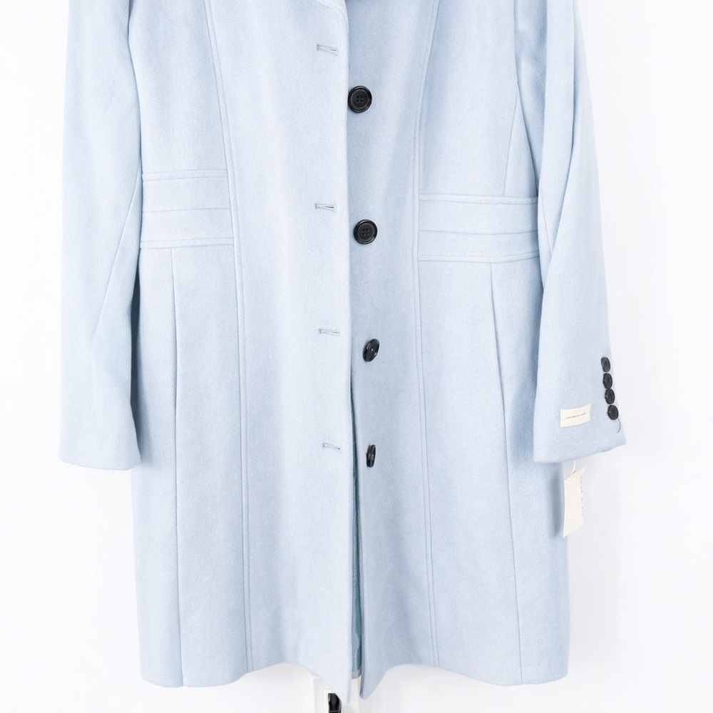 Anne Klein Single-Breasted Tailored Overcoat Womens Plus Sz 18 Pastel Blue Class - Picture 9 of 12